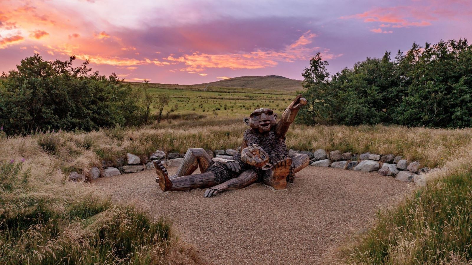 Storyteller sculpture as part of the Sperrin Sculpture Trail